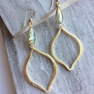 14K Gold/Ster. Labradorite gemstone Tulip Earrings